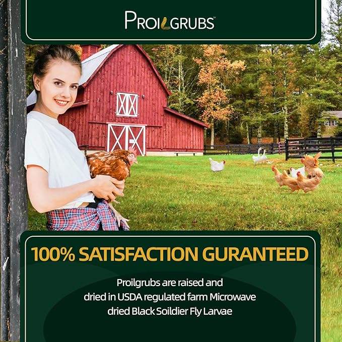 PROILGRUBS 10 LBS - Non-GMO-Dried Worms for Chickens All Natural Dried Black Soldier Fly Larvae Treats, High Protein Worms for Chickens, Hens, Birds...