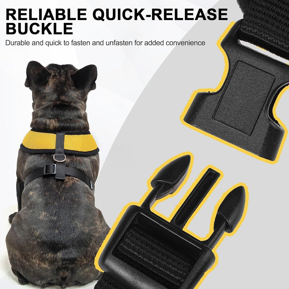 BINGPET No Pull Dog Harness,Soft Mesh Breathable All Weather Vest Harness,Safety Protection Design Durable Adjustable Step-in Easy Walk Dog Harness for Small Medium Large Dogs(Yellow,M)
