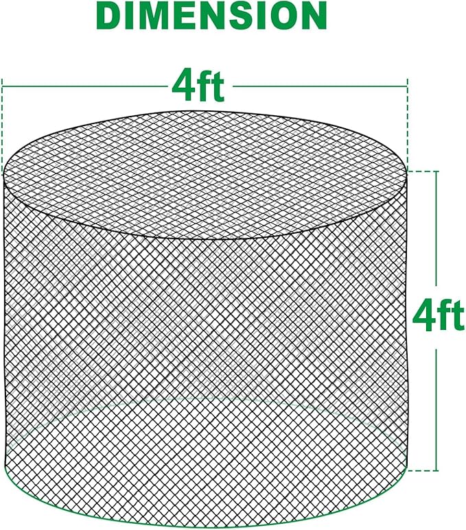 Tongmo 4x4 ft Round Bale Hay Net for Horses & Livestock - Slow Feeder Hay Nets with 2 inches Hole