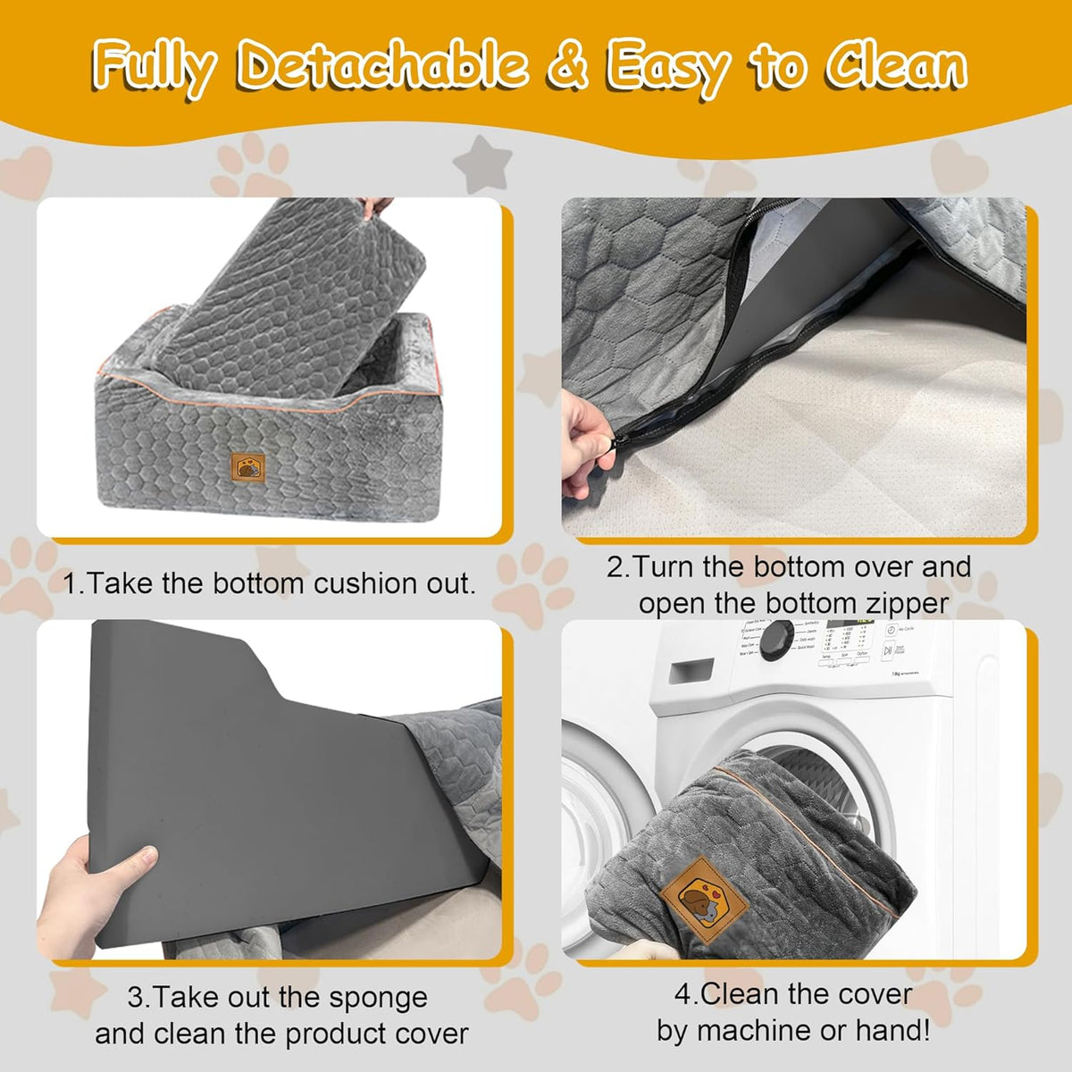 Dog Car Seat for Medium/Large Dog Booster Seat Under 60 lbs or 2 Small Dogs, Multi-Functional Pet Car Seat with Thick Cushion, 2 Safety Leashes (Gray)