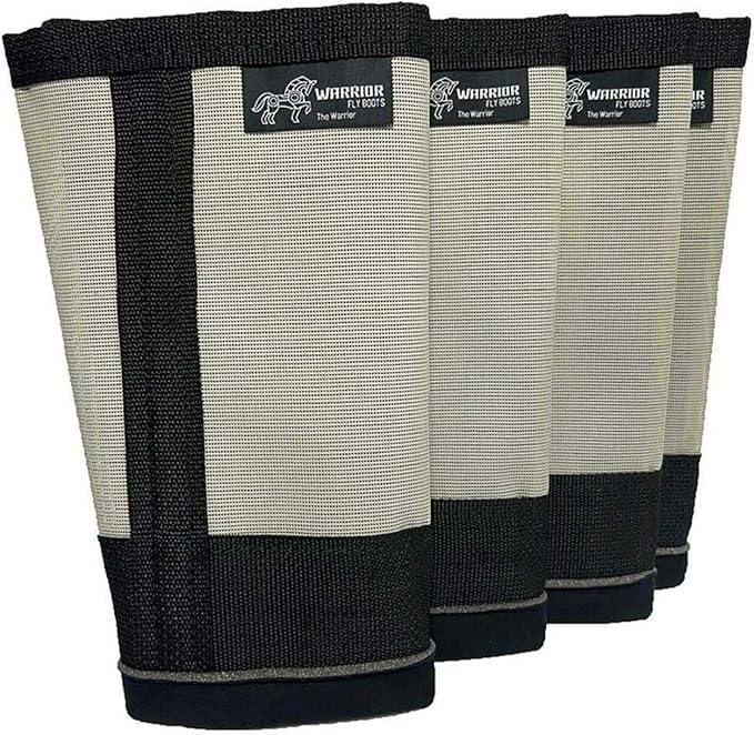 Warrior Fly Boots for Horses - Breathable Mesh Horse Boots for Fly Protection & Leg Comfort - Set of 4 (The Warrior, Gray)