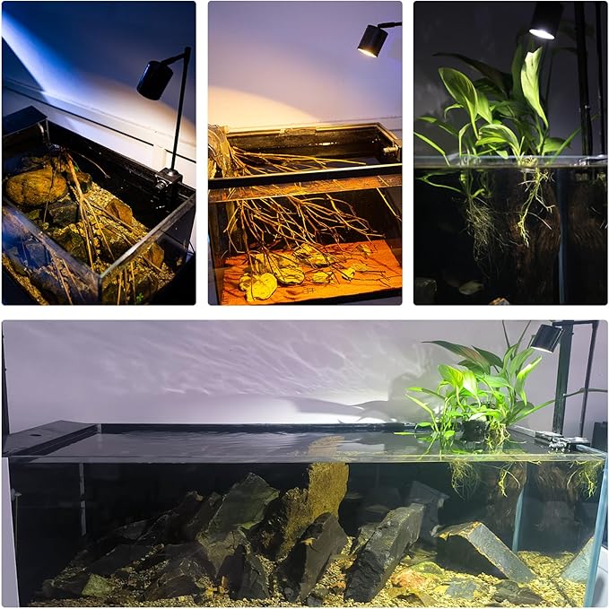 UPETTOOLS Aquarium LED Light 10W, 2700K-6000K Fish Tank Spotlight with 3 Light Colors, Adjustable Light Head, for Different Models Planted Freshwater Tank