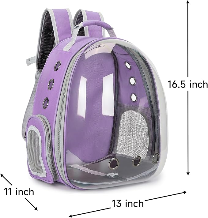 Cat Bubble Backpack Carrier for Small Medium Dogs Cats Carrying Bag, Airline Approved Pet Travel Carrying Bag Dog Hiking Walking Outdoor Backpack (Purple)