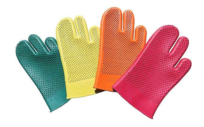 Comfy Pet Grooming & Bathing Glove - Fits Either Hand - Soft Gentle Nubs for Horses, Dogs, Cats & Other Pets - Short & Long Hair - Works Great on Thin and Sensitive Skin (Navy Blue)