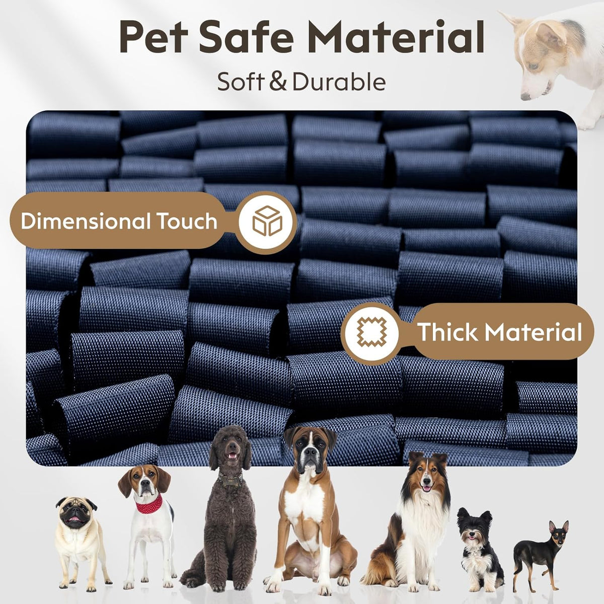 Snuffle Mat for Dogs, Dog Puzzle Mat, Interactive Dog Toys for Enrichment,Sniff Mats with Non-Slip Backing,Suitable for Breeds and Sizes of Dogs (Navy, 17" X 15")
