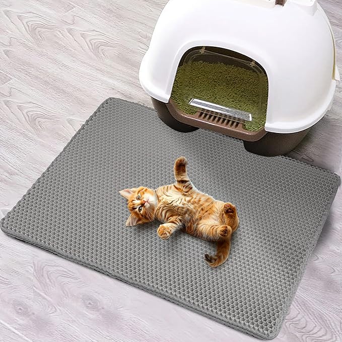 Cat Litter Mat Double Layer Waterproof Urine Proof Trapping Mat 1 Pack (Gray, 30x24 Inch)