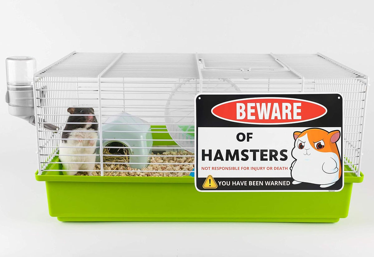 Venicor Hamster Sign Decor - 8 x 12 Inches - Aluminum - Hamster Cage Accessories - Hamster Gifts Things Toys Clothes Stickers Stuff