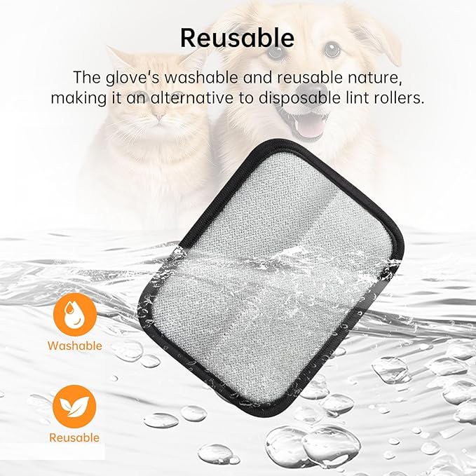 2 Pcs Static Pet Hair Removal Gloves, Reusable Electrostatic Pet Cat Dog Hair Remover Grooming Gloves Brush Tool for Couch, Furniture, Carpet, Car Seat