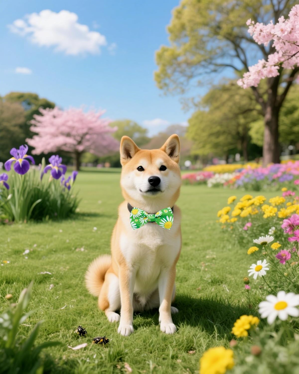 PET SHOW 10 Pack Floral Big Dog Bow Ties for Large Medium Dogs Sliding Collar Attachments Spring Bowties Sunflower Rose Bowknots Party Holiday Pet Grooming Accessories(Large)