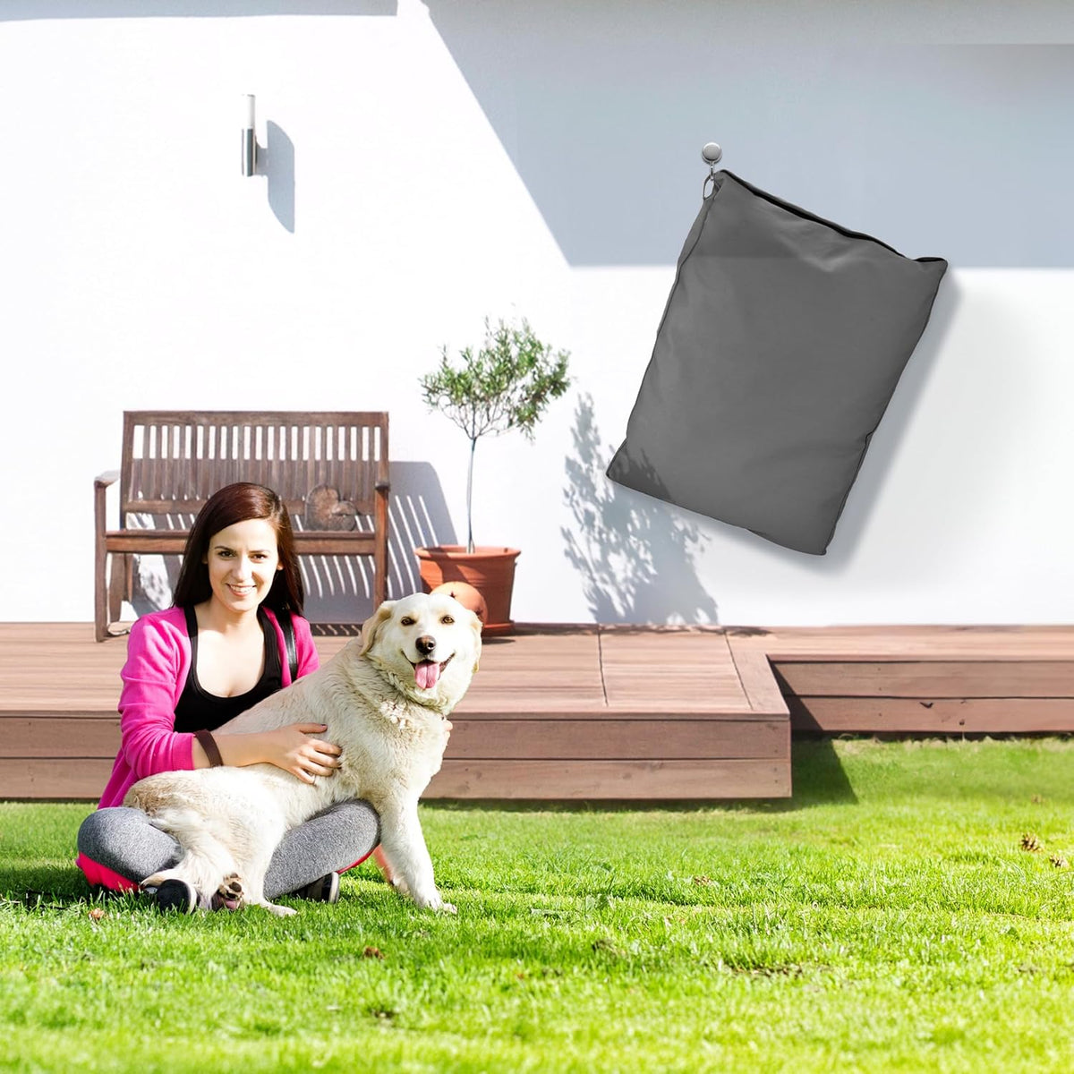 Sytopia 36-Inch Canvas Outdoor Dog Bed, Washable & Waterproof with Chew-Resistant Removable Cover, Ideal for Large & Medium Dogs for Indoor, Outdoor, Crate, or Patio Use (Dark Grey)