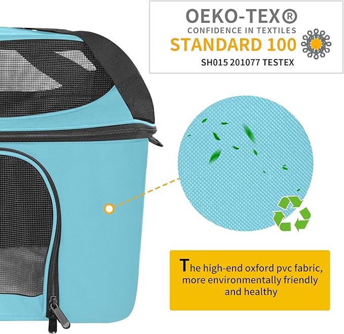 Large Cat Carrier for 2 Cats, Oeko-TEX Certified Soft Side Pet Carrier for Dog, Collapsible Travel Small Dog Carrier, TSA Airline Approved Cat Carrier for Large Cats 20 lbs (Blue)