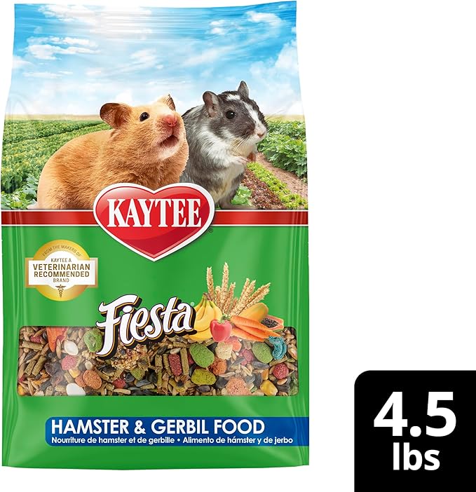Kaytee Fiesta Hamster & Gerbil Food, Nutritious and Fun Blend, Supports Dental Health and Digestion, 4.5 pounds