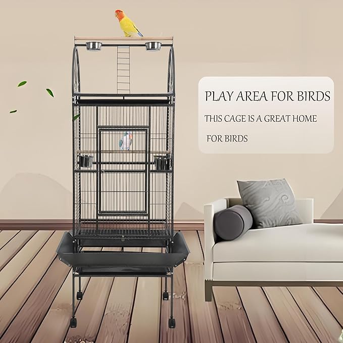 69-inch Large Bird Cage with Stand, Flight Cages for Parakeets & Play Top & Birdcage Cover for African Grey Quaker Amazon Cockatiel Sun Parakeet Green Cheek Conure Lovebird Eclectus Parrot