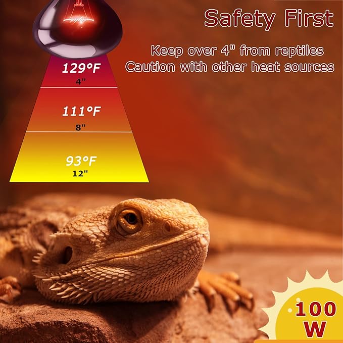 60W Red Infrared Heat Lamp Bulb – All-Day Heating, Supports Metabolism & Digestion, Basking Spot Light for Reptiles, Lizards, Snakes & Chicks, Terrarium & Brooder Heater