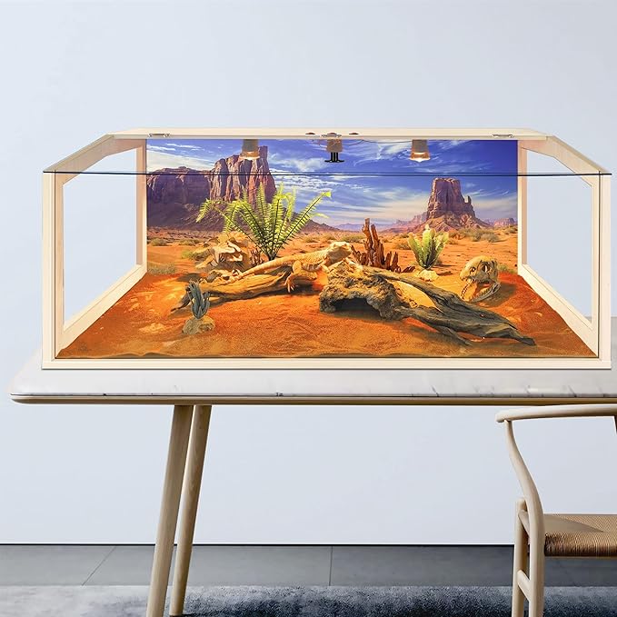 PROLEE Bearded Dragon Tank,Lizard Tank with Clear Tempered Glass Roof,Anti-Scratch Reptile Enclosure, Snake Tank and Reptile Tank,Built-in Light Fixtures with Switch (80 Gallons)