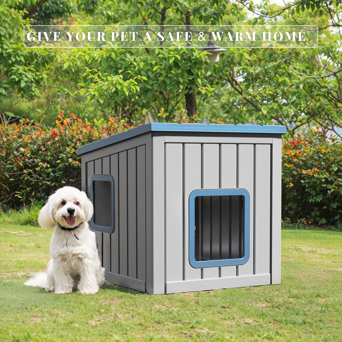 DRATO Dog House Indoor and Outdoor with Weatherproof Roof Removable Floors for Small to Middle Sized Dogs Easy to Assemble