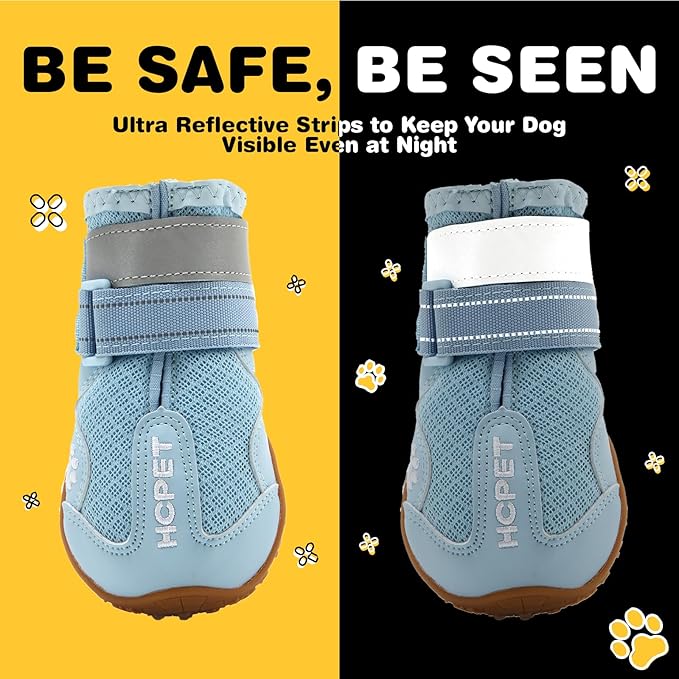 Hcpet Dog Shoes, Dog Boots for Small Dogs, Breathable Medium Dog Booties Paw Protector for Summer Hot Pavement, Winter Snowy Day, Outdoor Walking, Indoor Hardfloors Anti Slip Sole Blue Size 2