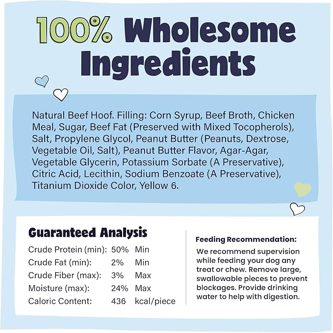 Pawstruck Peanut Butter Filled Cow Hooves for Dogs – Made in USA, Long-Lasting Dental Treats and Chews – Beef Hoof – 5 Count – Packaging May Vary