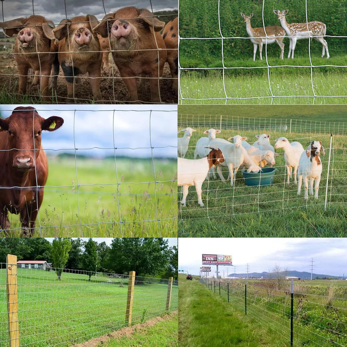 Farm Fence 6ft x 100ft Heavy Zinc Coating Field Wire Fencing, Deer Fence, Galvanized Livestock Fence,Goat Fence,Hog Wire Fencing, Garden Fencing Used to Yard and Garden