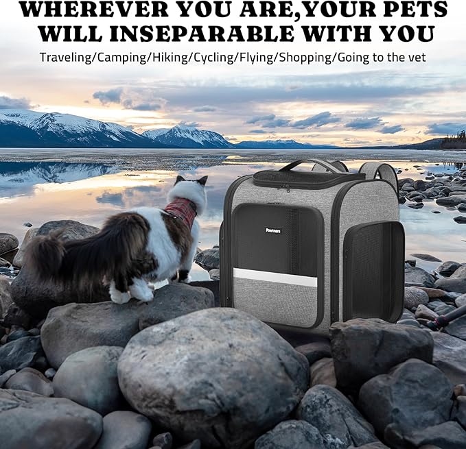Pawtners Dog Backpack Carrier Large Pet Carrier Backpack for Kitten Small Dogs Puppies & Large Cats Up to 18 Lbs, Breathable Dog Backpack with Anti-Scratch Mesh, Ventilated Design, Perfect for Travel