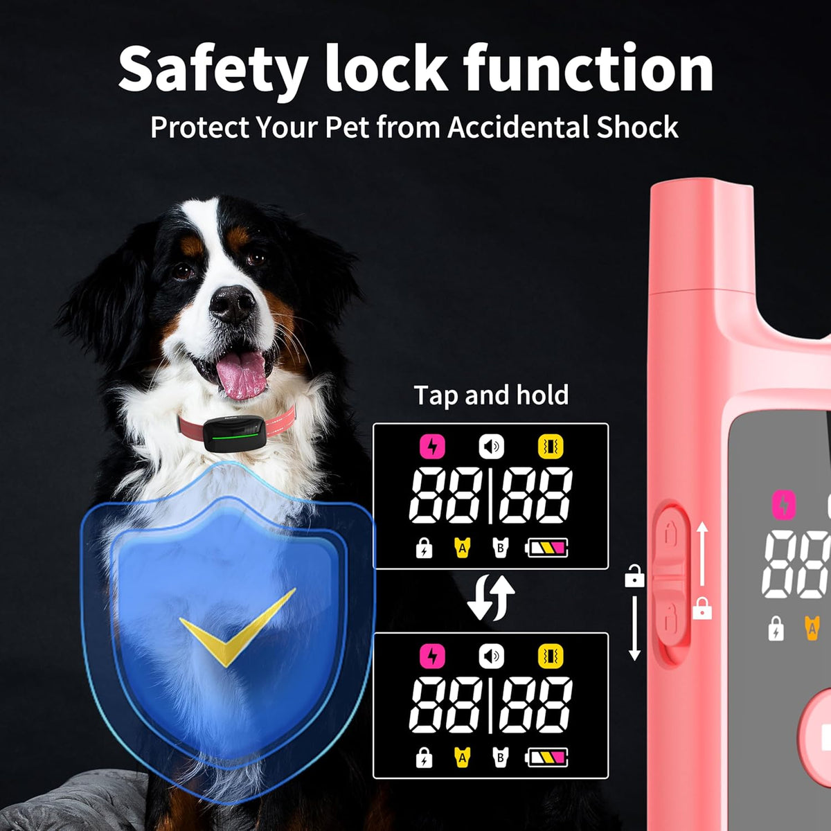 Dog Training Shock Collar 4000FT Dog Bark Collar with Remote IP67 Waterproof 4 Training Modes Beep Vibration Shock Light Mode Magnetic Charger Electric Dogs Collar 8-25 inches Double Shock Rose Bloom