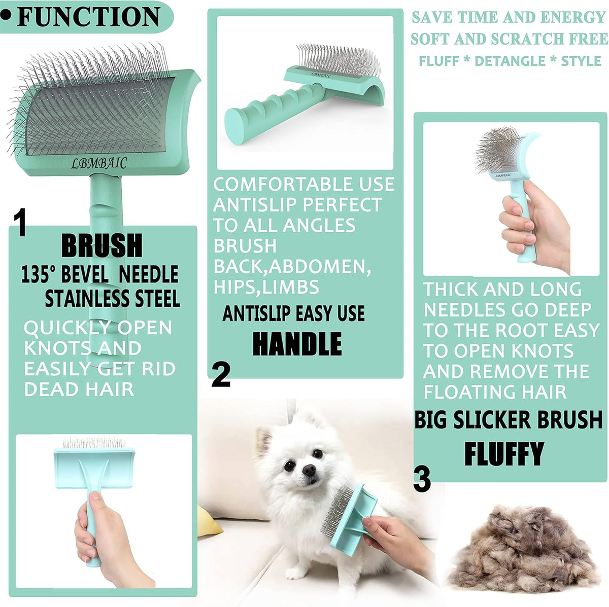 Super Dense Soft Brush for Thick and Long Fur - Doodle Grooming Brush for Fluff, Shedding, Tangles on Goldendoodles - 25mm (1")