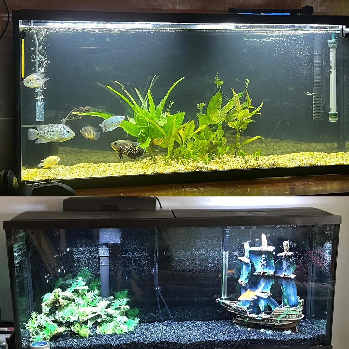ELEBOX Aquarium Background Blue Black Fish Tank Background Picture 2 Sides Fish Backdrop for Aquarium Wallpaper 16"x 40"