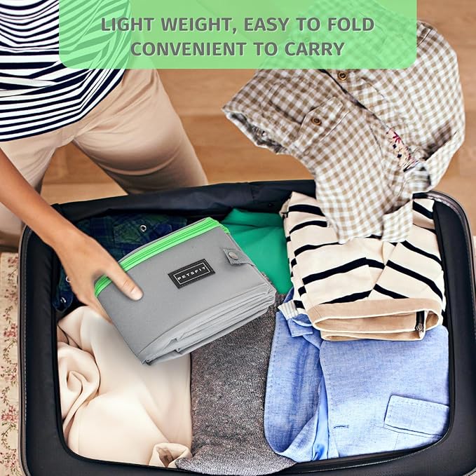 PETSFIT Travel & Portable Cat Litter Box - Leak-Proof, Waterproof Bottom, Collapsible Litter Boxes Perfect for Hotel/Lawn/Car Travel