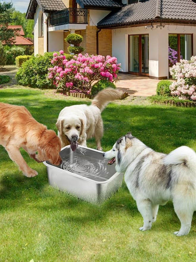 4 Gallons Extra Large Dog Bowls - High Capacity Food Grade Stainless Steel Dog Water and Food Bowl No Spilling, Durable for X-Large Multiple Large Breed Dogs Indoor Outdoor