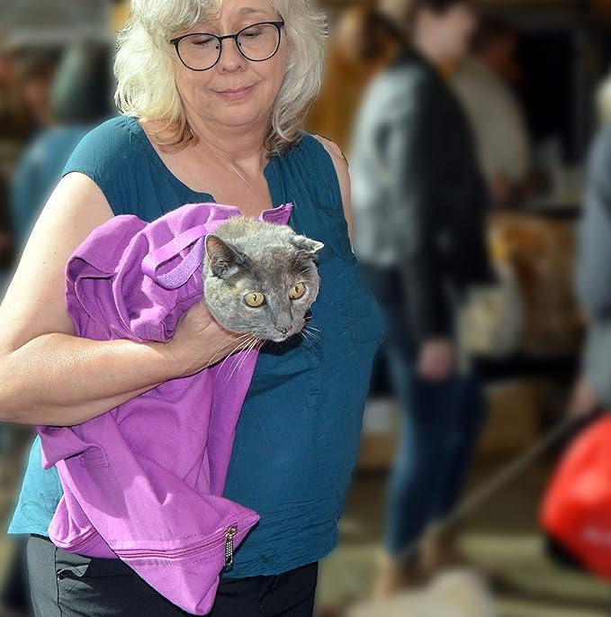 Cozy Comfort Carrier - X-Small Lavender Cat Carrier Soft, Cat Restraint Bag and Cat Sling Carrier for Grooming, Vet Visits, Medication Administration, Dental Care, and Nail Trimming