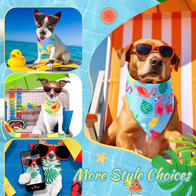 Chunful 100 Pieces Dog Bandanas Bulk Summer Pet Bandanas Pack Triangle Scarf Bib Kerchief Set for Small Large Dog Costume Accessories Decoration(19.7 x 13.8 x 13.8,Fruit)