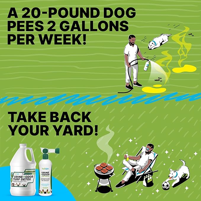 Urine & Odor Turf Detox: 32 oz Sprayer & Gallon Refill Professional Enzyme Cleaner & Odor Eliminator for Artificial Grass, Turf, Concrete, Patios & Kennels, Enzymatic Cleaner for Dogs & Cats