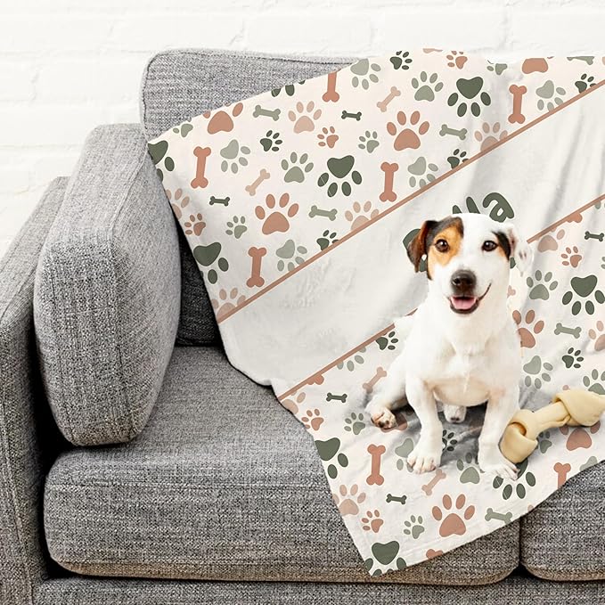 Prints Next Day โ Custom 50" x 60" Fleece Pet Lightweight Blanket Personalized with Pet Lightweight's Name - Paw Pattern - Gift for Dog Owners - Printed in America