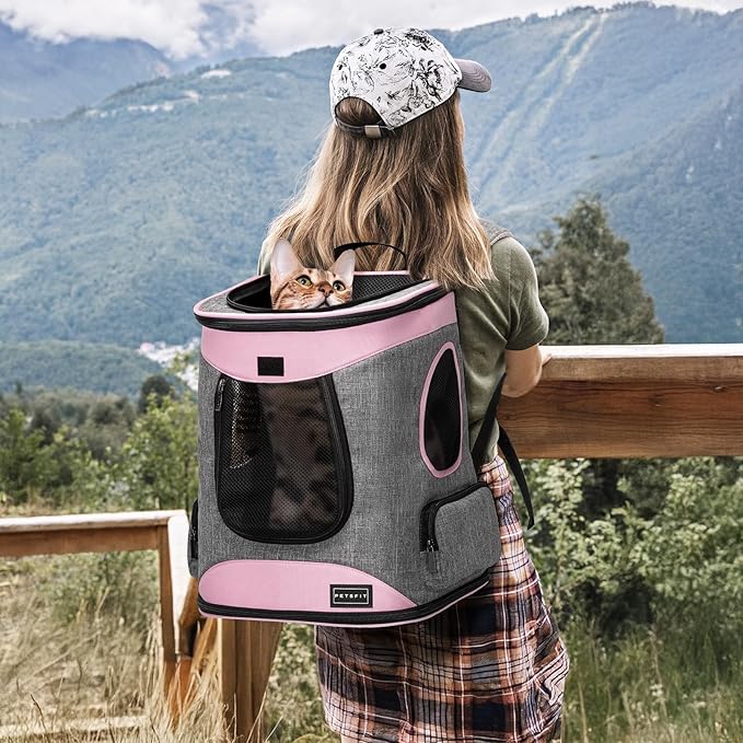Petsfit Dog Backpack Carrier with Upgrade Waist Cushion Design to Better Fit The Waist, Suitable for Small and Medium Dogs Cats, and Rabbits up to 18 Pounds