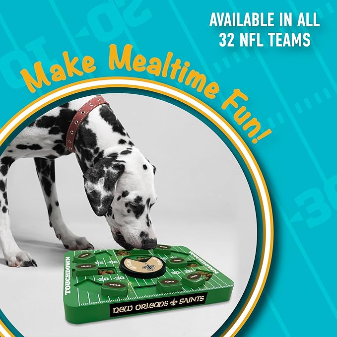 Pets First NFL New Orleans Saints Large Puzzle Toy - Interactive Dog Slow Feeding Treat Toy, Large Size