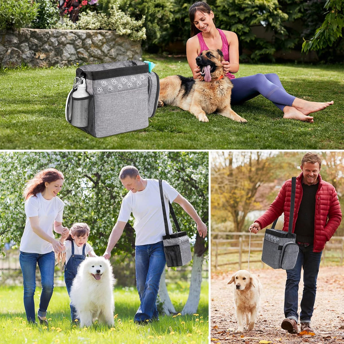 Dog Travel Bag with Treat Pouch, Airline Approved Dog Bags for Traveling, 2 Dog Food Travel Container, 2 Travel Bowls, Weekend Dog Travel Bag for Supplies, Dog Travel Kit Accessories