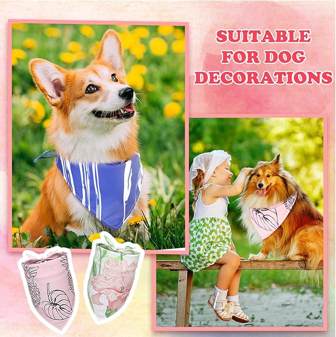 150 Pcs Dog Bandanas Bulk Pet Bibs Colorful Triangle Scarf Pet Bandanas for Medium Large Dogs Spring Summer Birthday Costume Decoration (Boho)