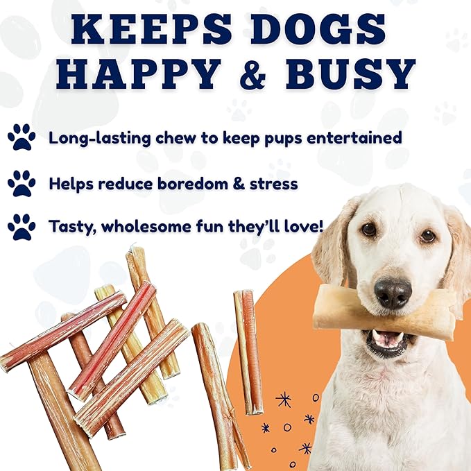Amazing Dog Treats - 4-6 Inch Variety Bully Sticks (10 oz) - All Natural Rawhide Alternative - Long Lasting Dog Treats - No Hide Dog Chew- 100% Beef - Promotes Canine Dental Health