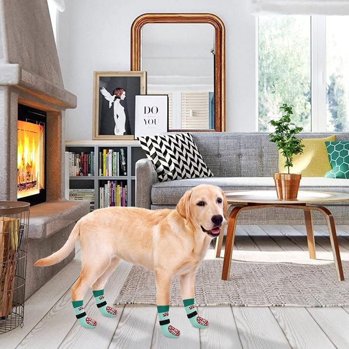 BEAUTYZOO Anti-Slip Dog Socks,Dog Shoes for Hot/Cold Pavement,Paw Protectors with Grips 3 Pairs for Puppy Small Medium Large Senior Old Dogs,Dog Socks to Prevent Licking and Hardwood Floor Protection