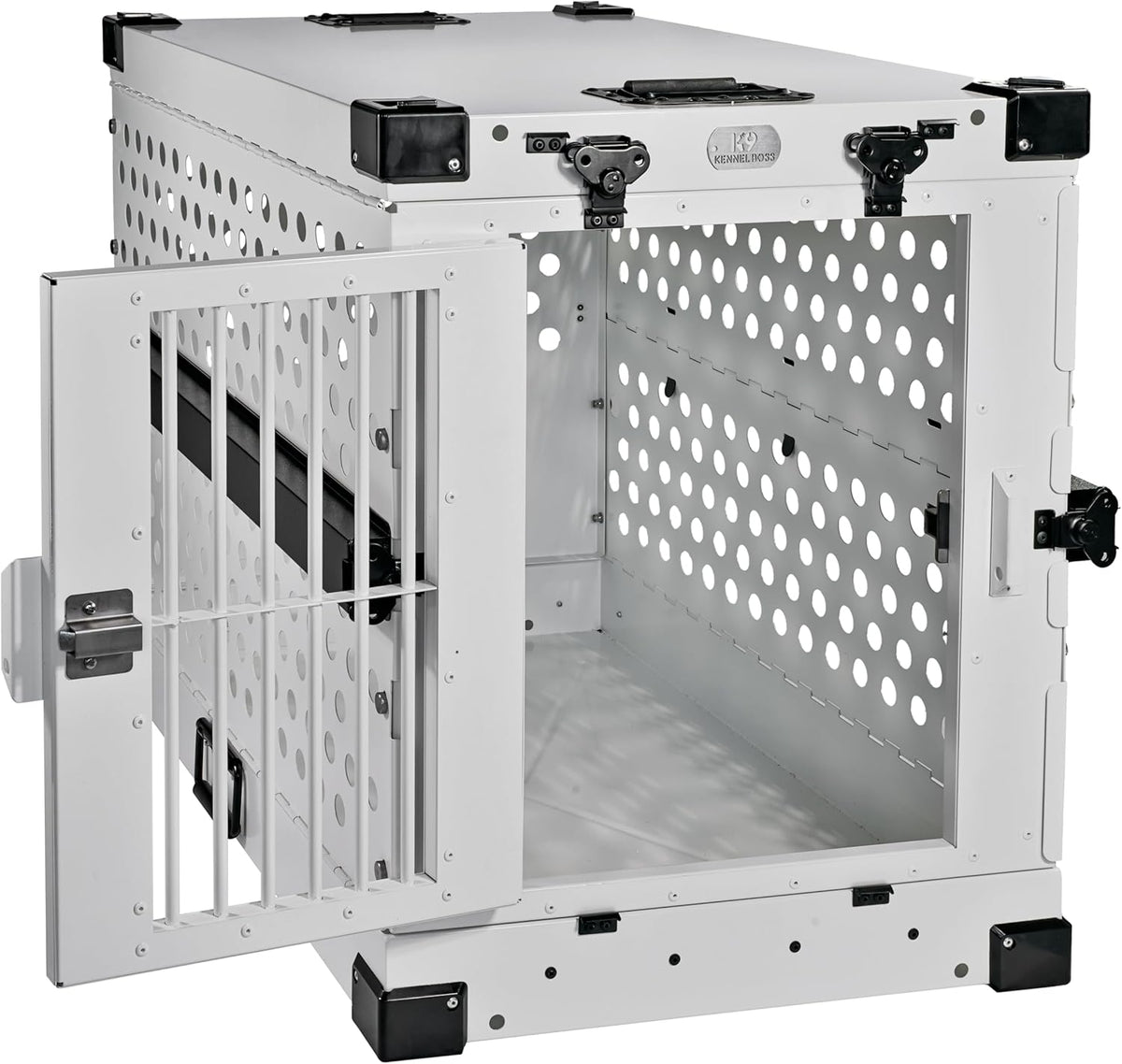 Heavy Duty Fully Collapsible Powder-Coated Aluminum Dog Crate - Medium (White)