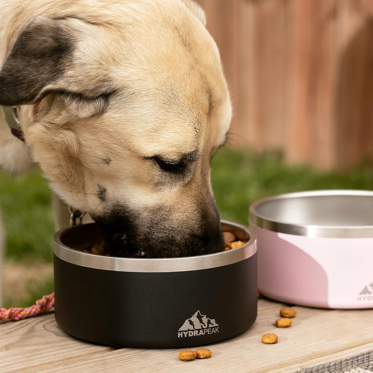 Hydrapeak Dog Bowl; Non Slip Stainless Steel; Water and Food Dish; Large Sized and Small Dogs; 32oz 64oz; Multiple Sizes | 8 Cup | Black