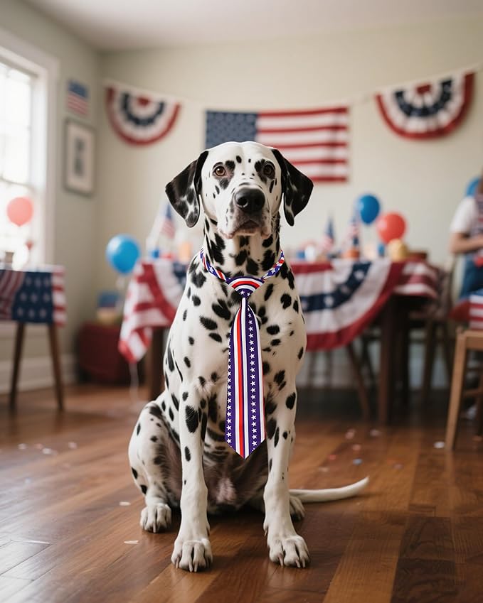 PET SHOW 10 Pack 4th of July Big Dog Ties Neckties for Large Breed Dogs XL Adjustable Holiday Grooming Accessories Patriotic Neck Ties Bowties Girl Boy Pets Memorial Day Holiday Party Costumes