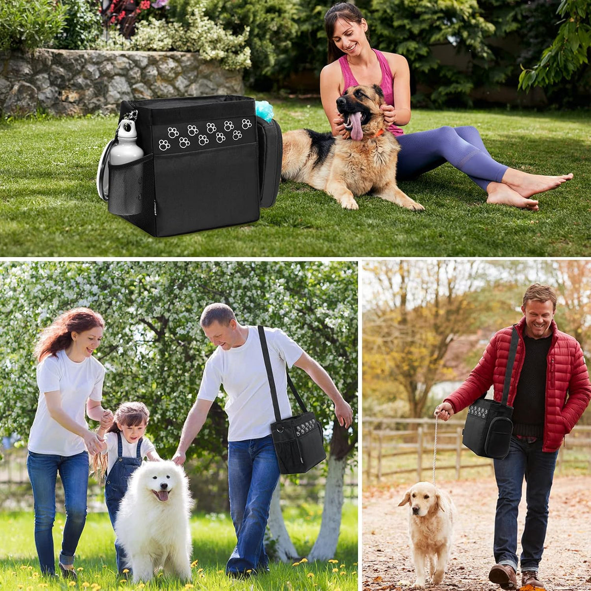 Dog Travel Bag - Airline Approved, 2 Food Containers, 2 Bowls, Treat Pouch & Accessories