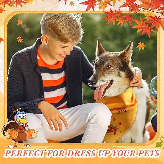 200 Pcs Fall Thanksgiving Dog Bandana Bulk with Sayings Pet Triangle Scarf Bibs Washable Puppy Kerchief Adjustable Grooming Supplies for Small Medium Large Dog Cat Costume Accessories