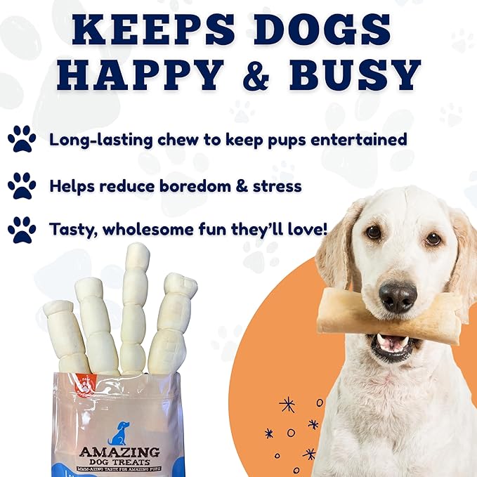 Amazing Dog Treats - Beef Cheek Rolls (10 Inch Regular - 30 Pcs) - Safe Rawhide Alternative Dog Chew - Great for Power Chewers - Long Lasting Dog Chew - Retriever Rolls
