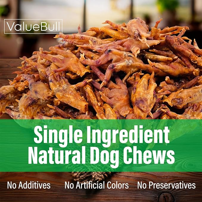 ValueBull Chicken Feet for Dogs, 200 Count Bulk Pack - All Natural Dog Chew, Hip and Joint Chew, Single Ingredient Dog Treat