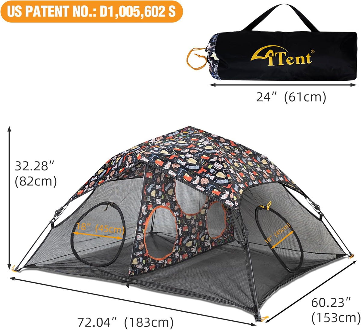 Outdoor Cat Play Tent for Indoors and Outdoors (X- Large Portable Pet House, Outdoor Cat Enclosure for Cats, Rabbits and Small Animals Easy to Connect with Run Tunnels, Cubes (Patented)