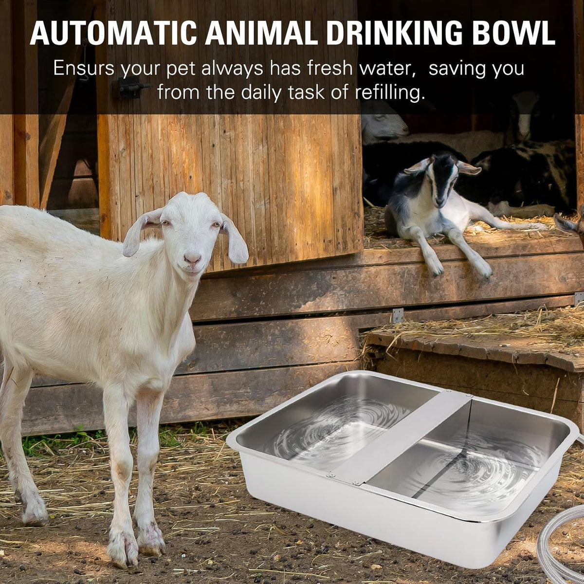 4Gal Automatic Water Bowl Dispenser for Dogs,Pig Waterer,Outdoor Automatic Dog Water Bowl,Stianless Steel Auto Fill Livestock Water Trough with Float Valve for Chicken,Horse,Calf,Dog,Goat