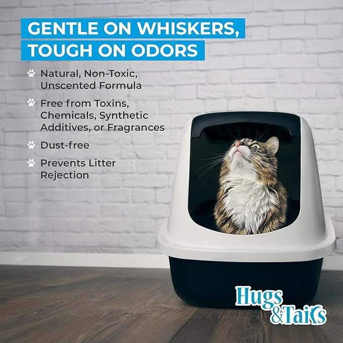 Cat Litter Deodorizer – Pet Safe Odor Eliminator & Housebreaking Supplies for Cats, Kittens, & Small Pets – Natural, Unscented, Non Toxic, Low Dust, 2 lbs, by HugsandTails