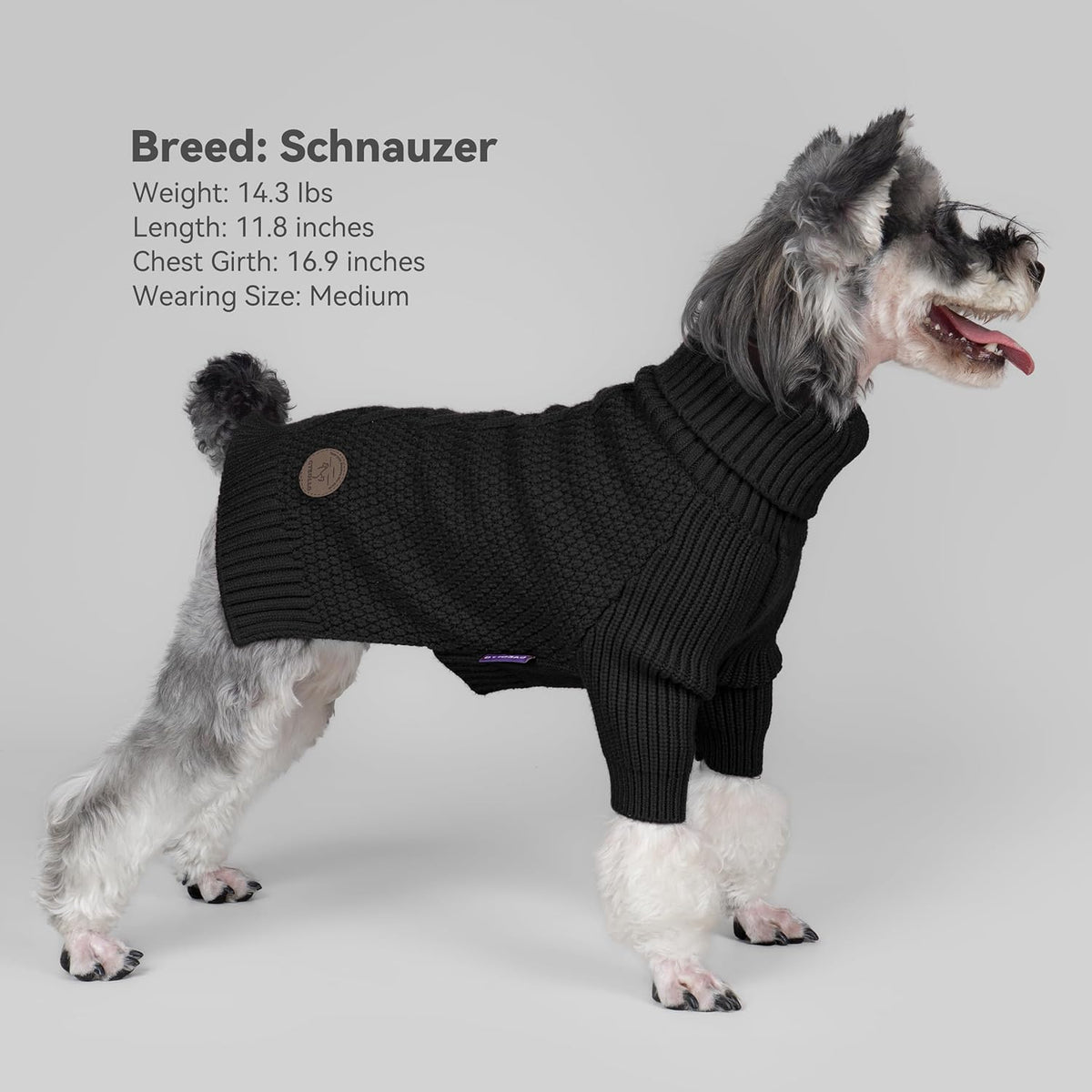 cyeollo Small Fleece Dog Sweater, Tureleneck Sweatershirt for Small Boy & Girl Dogs Pullover Doggy Clothes in Cold Weather Stretchy Fall Winter Pet Outfit Puppy Jacket, Black M